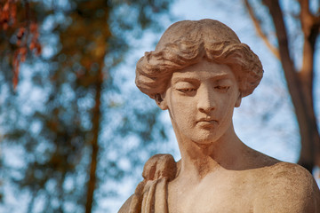 Goddess of love in Greek mythology, Aphrodite (Venus in Roman mythology) Fragment of antique statue.