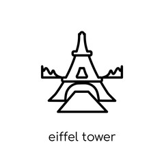 Fototapeta na wymiar Eiffel tower icon. Trendy modern flat linear vector Eiffel tower icon on white background from thin line Architecture and Travel collection