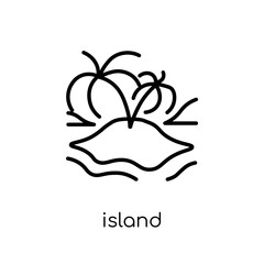 Island icon. Trendy modern flat linear vector Island icon on white background from thin line Architecture and Travel collection