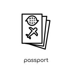 Passport icon. Trendy modern flat linear vector Passport icon on white background from thin line Architecture and Travel collection