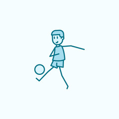 soccer player with ball field outline icon. Element of soccer player icon. Thin line icon for website design and development, app development. Premium icon