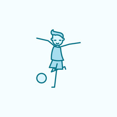 soccer player with ball field outline icon. Element of soccer player icon. Thin line icon for website design and development, app development. Premium icon