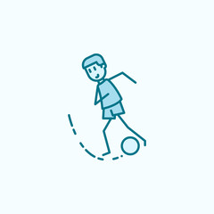 soccer player with ball field outline icon. Element of soccer player icon. Thin line icon for website design and development, app development. Premium icon