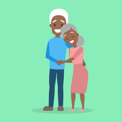 Old couple. Cute elderly character happy together