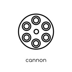 cannon icon. Trendy modern flat linear vector cannon icon on white background from thin line Army collection, outline vector illustration