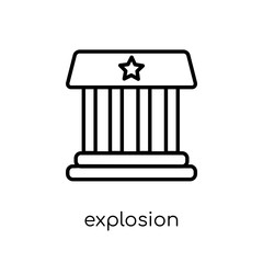explosion icon. Trendy modern flat linear vector explosion icon on white background from thin line Army collection, outline vector illustration