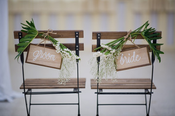wedding chair for bride and groom, love couple