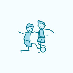 soccer players with ball field outline icon. Element of soccer player icon. Thin line icon for website design and development, app development. Premium icon