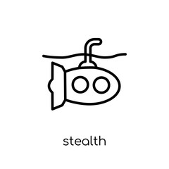 stealth icon. Trendy modern flat linear vector stealth icon on white background from thin line Army collection, outline vector illustration