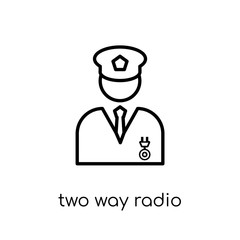 two way radio icon. Trendy modern flat linear vector two way radio icon on white background from thin line Army collection, outline vector illustration