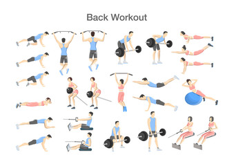 Big set of people doing exercises in the gym