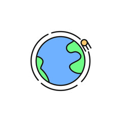 earth orbit satellite icon. Element of space outline color icon. Thin line icon for website design and development, app development. Premium icon