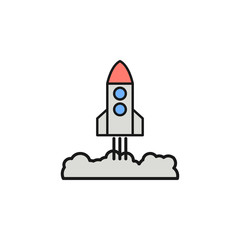 rocket taking off icon. Element of space outline color icon. Thin line icon for website design and development, app development. Premium icon