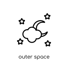 outer space icon. Trendy modern flat linear vector outer space icon on white background from thin line Artificial Intelligence, Future Technology collection, outline vector illustration