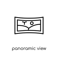 panoramic view icon. Trendy modern flat linear vector panoramic view icon on white background from thin line Artificial Intelligence, Future Technology collection, outline vector illustration