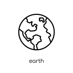 earth icon. Trendy modern flat linear vector earth icon on white background from thin line Astronomy collection, outline vector illustration