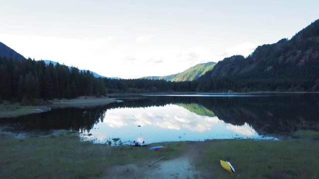 Drone Footage Rising Over Beautiful Lake from the Ground in Vancouver