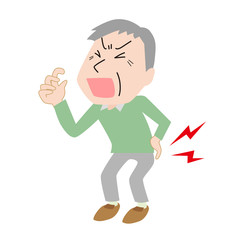 腰痛　痛み　中年　老人　男性　一人