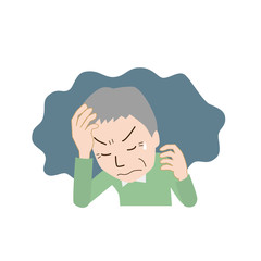 悩み　不安　中年　老人　男性　一人