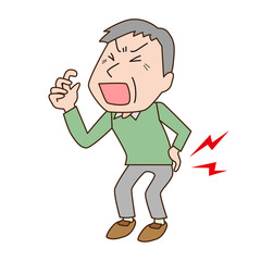 腰痛　痛み　中年　老人　男性　一人