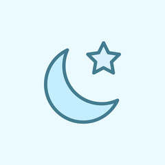 star and crescent moon field outline icon. Element of 2 color simple icon. Thin line icon for website design and development, app development. Premium icon