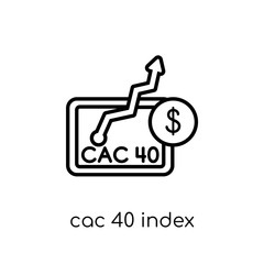 cac 40 index icon. Trendy modern flat linear vector cac 40 index icon on white background from thin line CAC 40 index collection, outline vector illustration