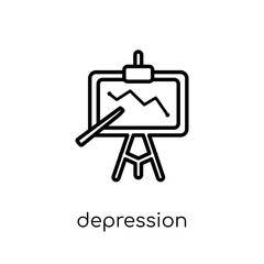 depression icon. Trendy modern flat linear vector depression icon on white background from thin line Diseases collection, outline vector illustration