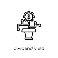 dividend yield icon. Trendy modern flat linear vector dividend yield icon on white background from thin line Dividend yield collection, outline vector illustration