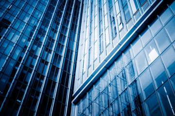Obraz premium Abstract building. blue glass wall of skyscraper
