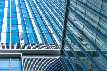 Abstract building. blue glass wall of skyscraper
