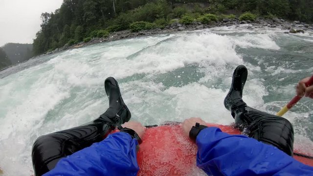 Wild Whitewater Rafting POV Riding the Bull in Rapids