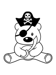 kapitän pirat säbel seeräuber matrose boot schiff meer hut böse verkleidung haustier kuscheltier teddy grizzly bär bärchen comic cartoon clipart süß niedlich design
