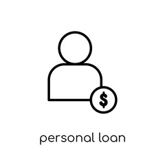 Personal loan icon. Trendy modern flat linear vector Personal loan icon on white background from thin line business collection