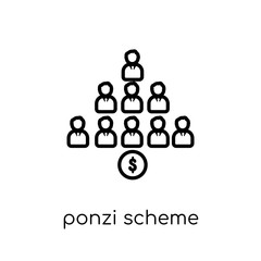 Ponzi scheme icon. Trendy modern flat linear vector Ponzi scheme icon on white background from thin line business collection