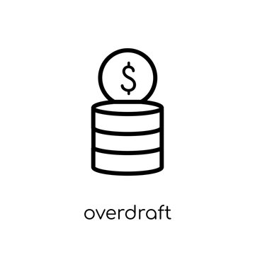 Overdraft Icon. Trendy Modern Flat Linear Vector Overdraft Icon On White Background From Thin Line Business Collection