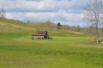 Fototapeta na wymiar Old Barn in field