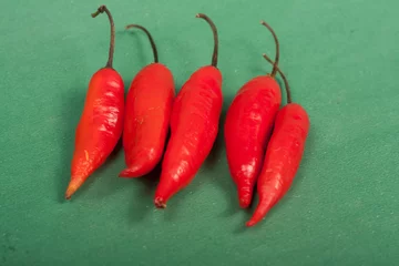 Fotobehang peppers on a green background © GaragedayStudio