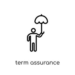Term assurance icon. Trendy modern flat linear vector Term assurance icon on white background from thin line business collection