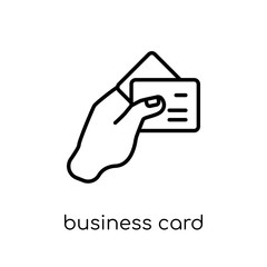 Business card icon. Trendy modern flat linear vector Business card icon on white background from thin line Business and analytics collection
