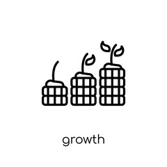 Growth icon. Trendy modern flat linear vector Growth icon on white background from thin line Business and analytics collection