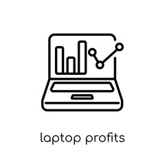 laptop profits graphics icon. Trendy modern flat linear vector laptop profits graphics icon on white background from thin line Business and analytics collection, outline vector illustration