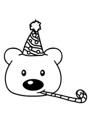 gesicht kopf geschenk eisbär hut feiern party paket päckchen geburtstag jahre alt teddy grizzly bär bärchen comic cartoon clipart süß niedlich design