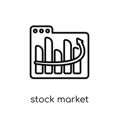 Stock market icon. Trendy modern flat linear vector Stock market icon on white background from thin line Business and analytics collection