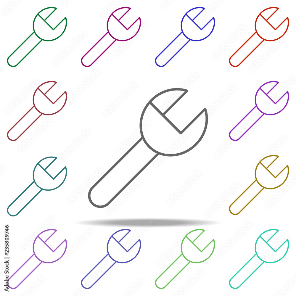 Poster adjustable wrench icon. elements of auto workshop in multi color style icons. simple icon for websit