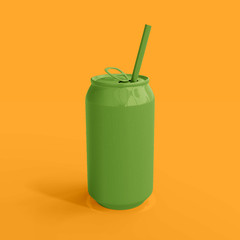 Soda can Mockup yellow and green