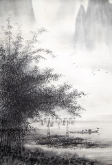 Chinese traditional painting of landscape - 235810306