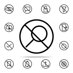 prohibition of search icon. Ban icons universal set for web and mobile