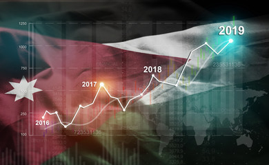 Growing Statistic Financial 2019 Against Jordan Flag © natanaelginting