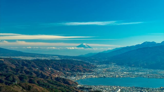 日本の絶景長野県高ボッチ高原からの富士山（タイムラプス）
