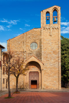 View of St Dominic medieval church in the historic center of Arezzo, renowned for housing a painted crucifix realized by the famous italian artist Cimabue in the 13th century